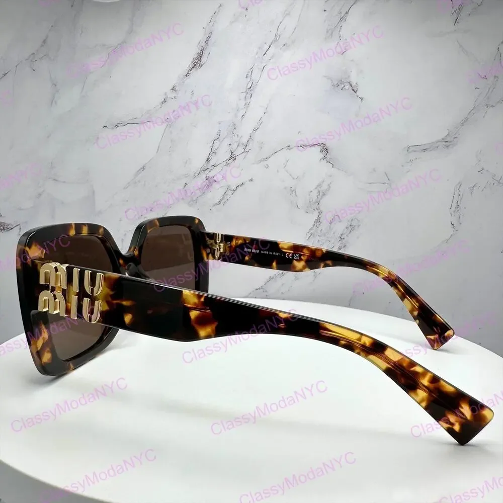 New MIU MIU Sunglasses Brown Square Gold Full Rim 56mm MIU MIU